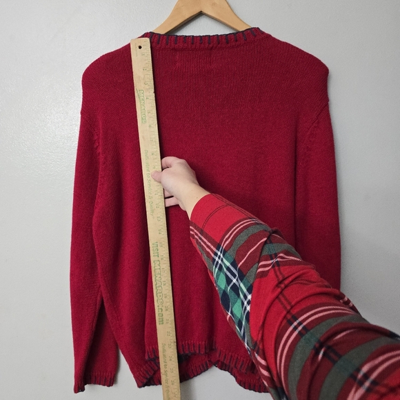 Heirloom Collectibles Patriotic Valentines Patchwork Heart Sweater Cottagecore M - Picture 10 of 11